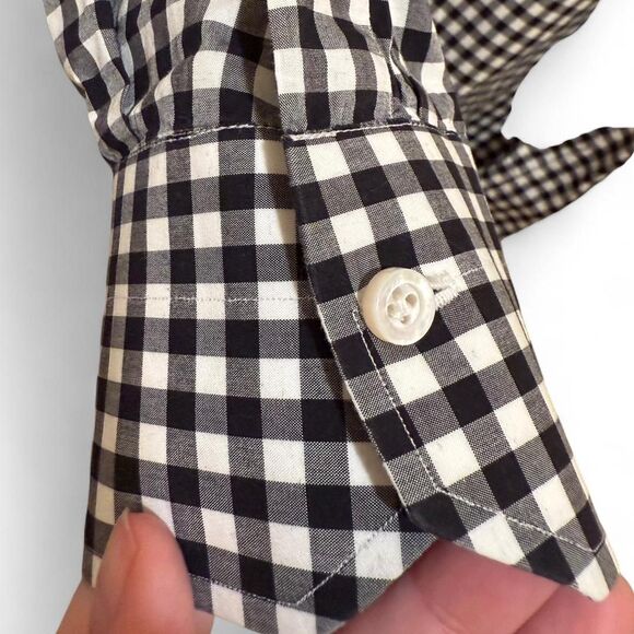 Isaia Men's Black & White Plaid Long Sleeve Shirt Sz 18 / 45 Button Up - Picture 6 of 7